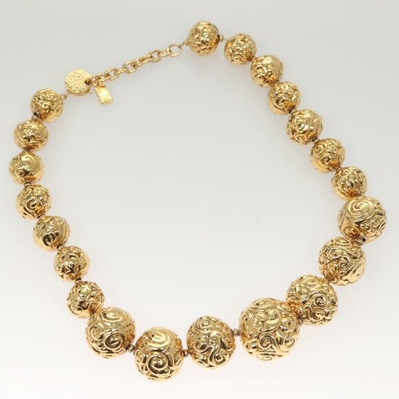 SAINT LAURENT Necklace Metal Gold Auth - Picture 2 of 14